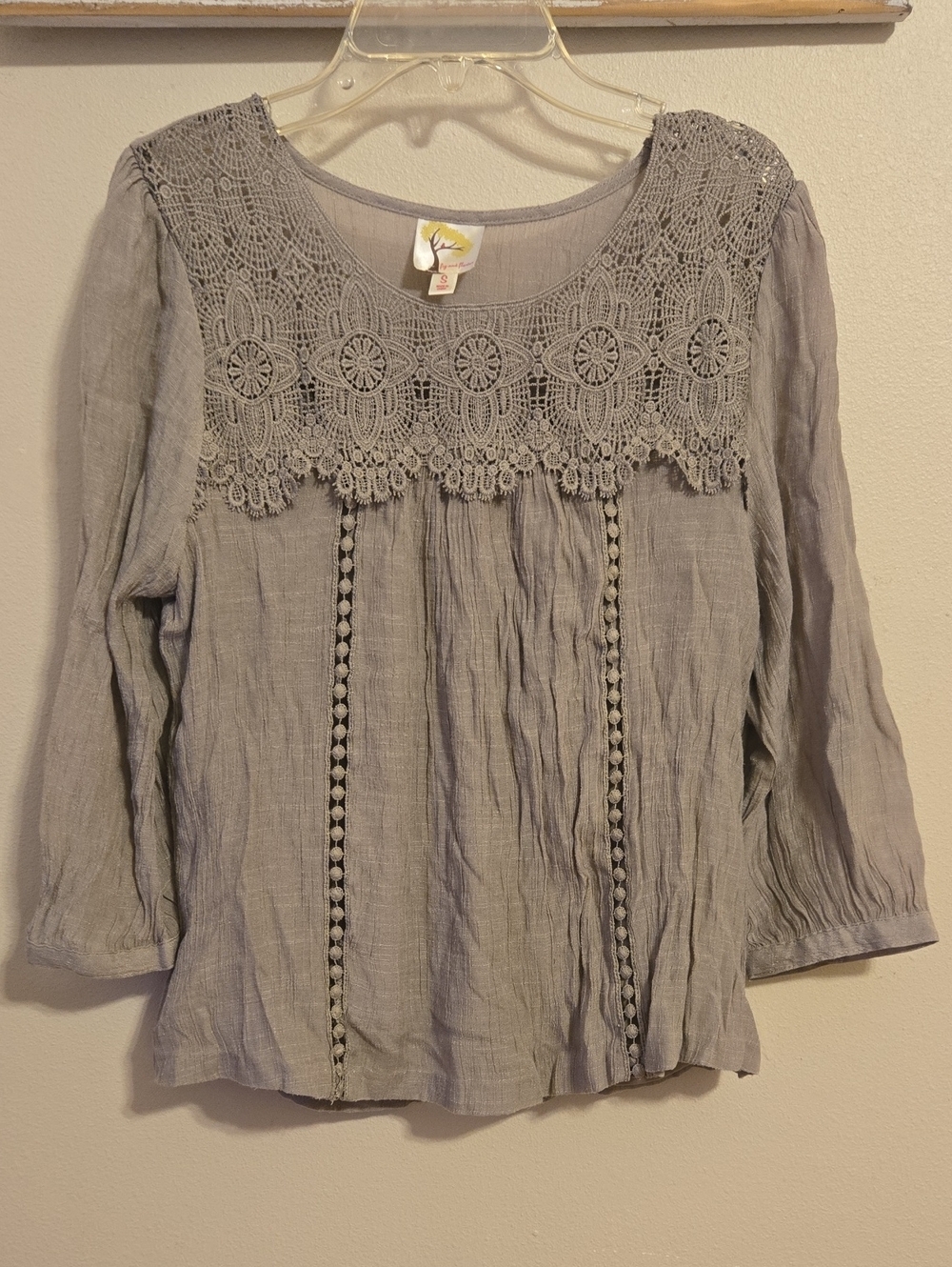 Women’s Fig And Flower Anthropologie Lace 3/4 Slleve Top Sz Small